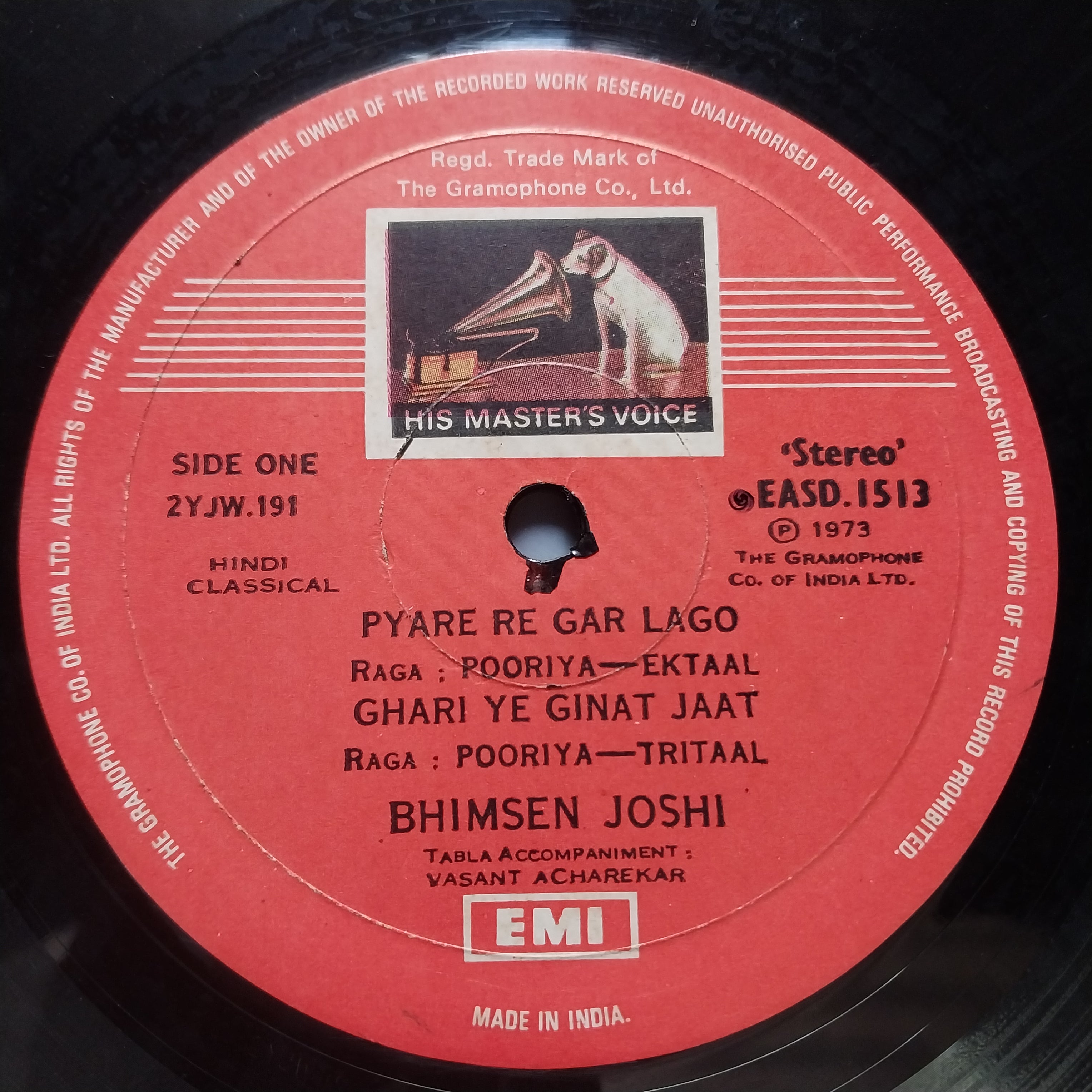 Bhimsen Joshi - Raga Pooriya / Raga Durga (Vinyl)