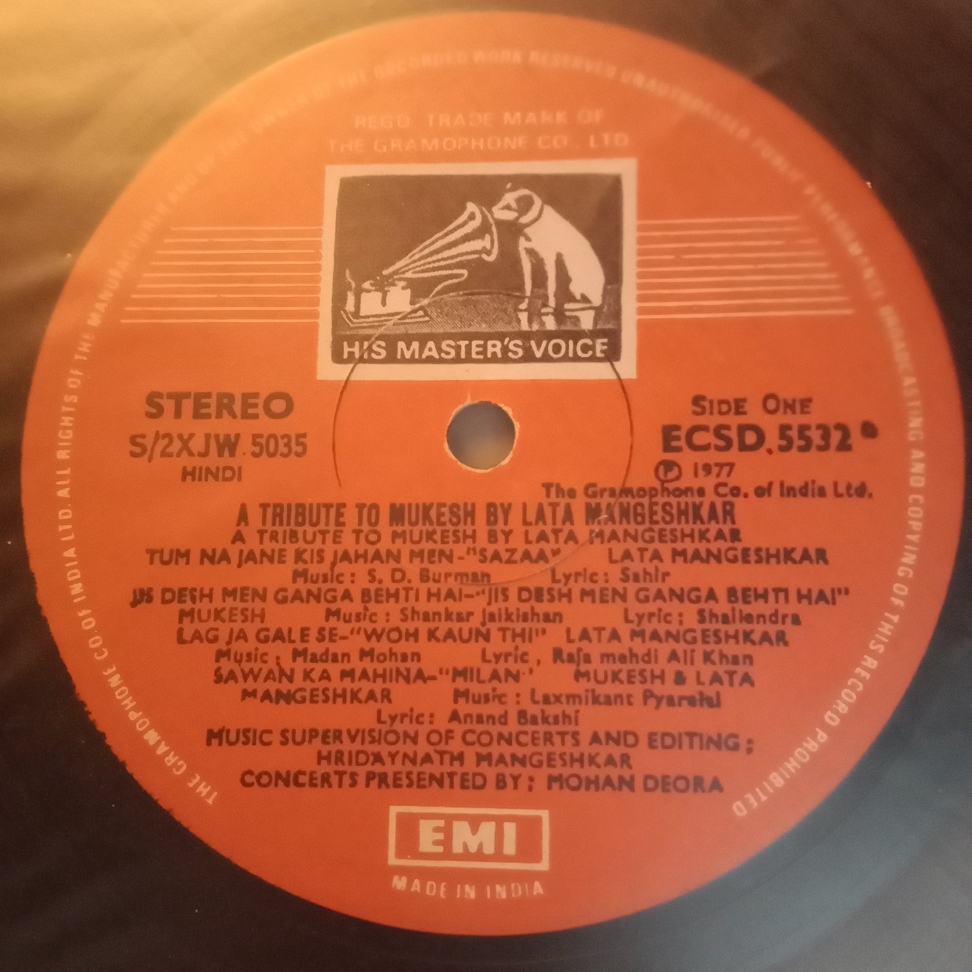 Mukesh & Lata Mangeshkar  - A Tribute To Mukesh By Lata Mangeshkar (Live Recordings Of Concerts In U•S•A• And Canada-August 1976 (Vinyl)