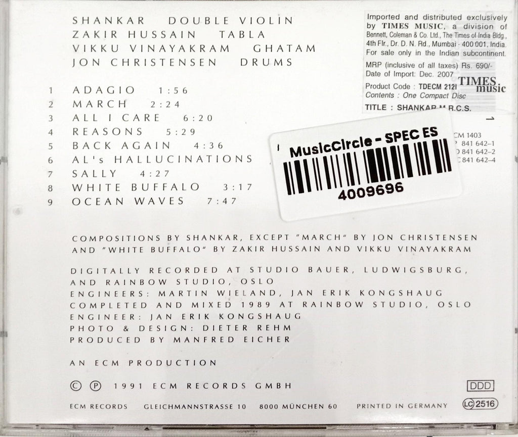 Shankar - M.R.C.S. (CD)