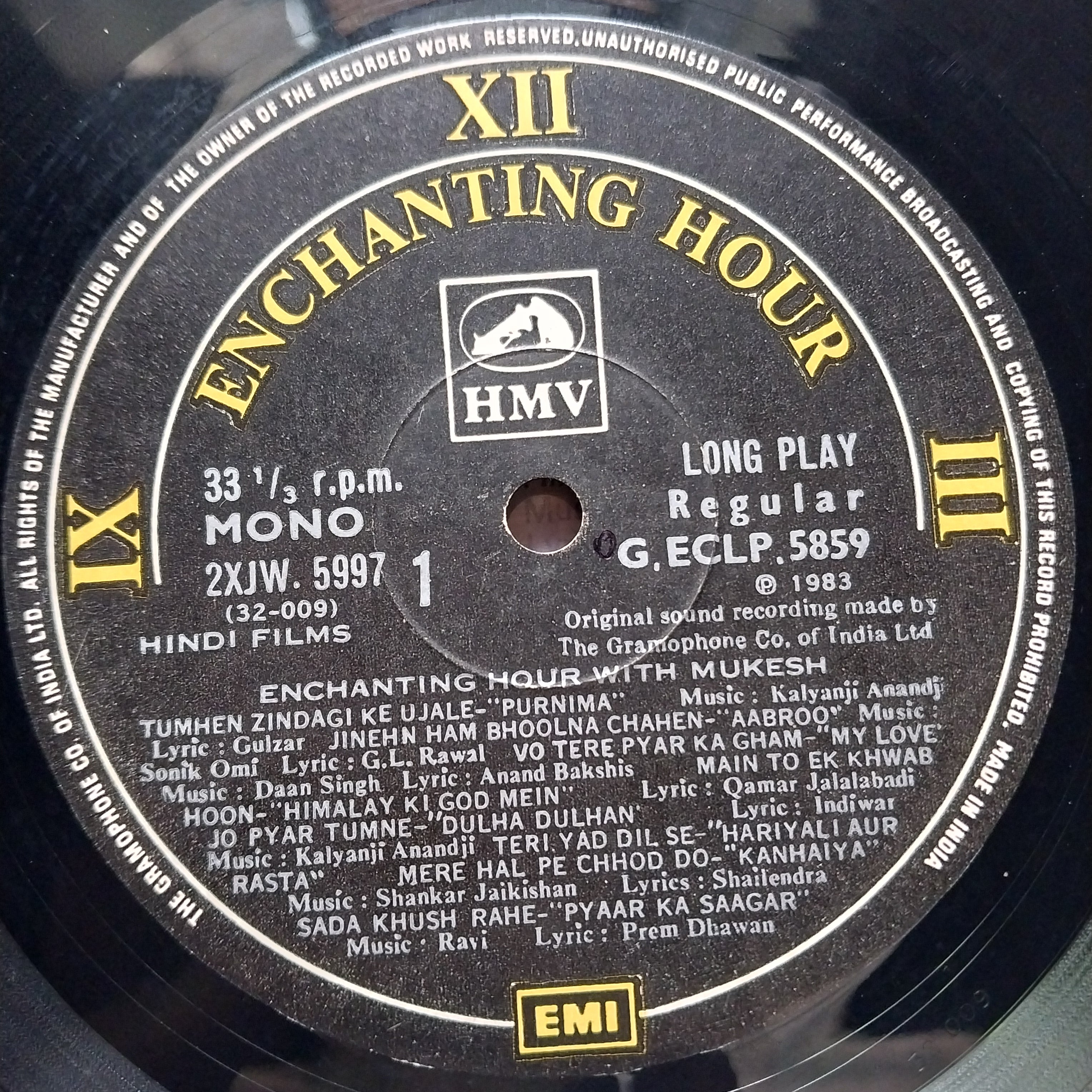 Mukesh  - Enchanting Hour With Mukesh (Vinyl)