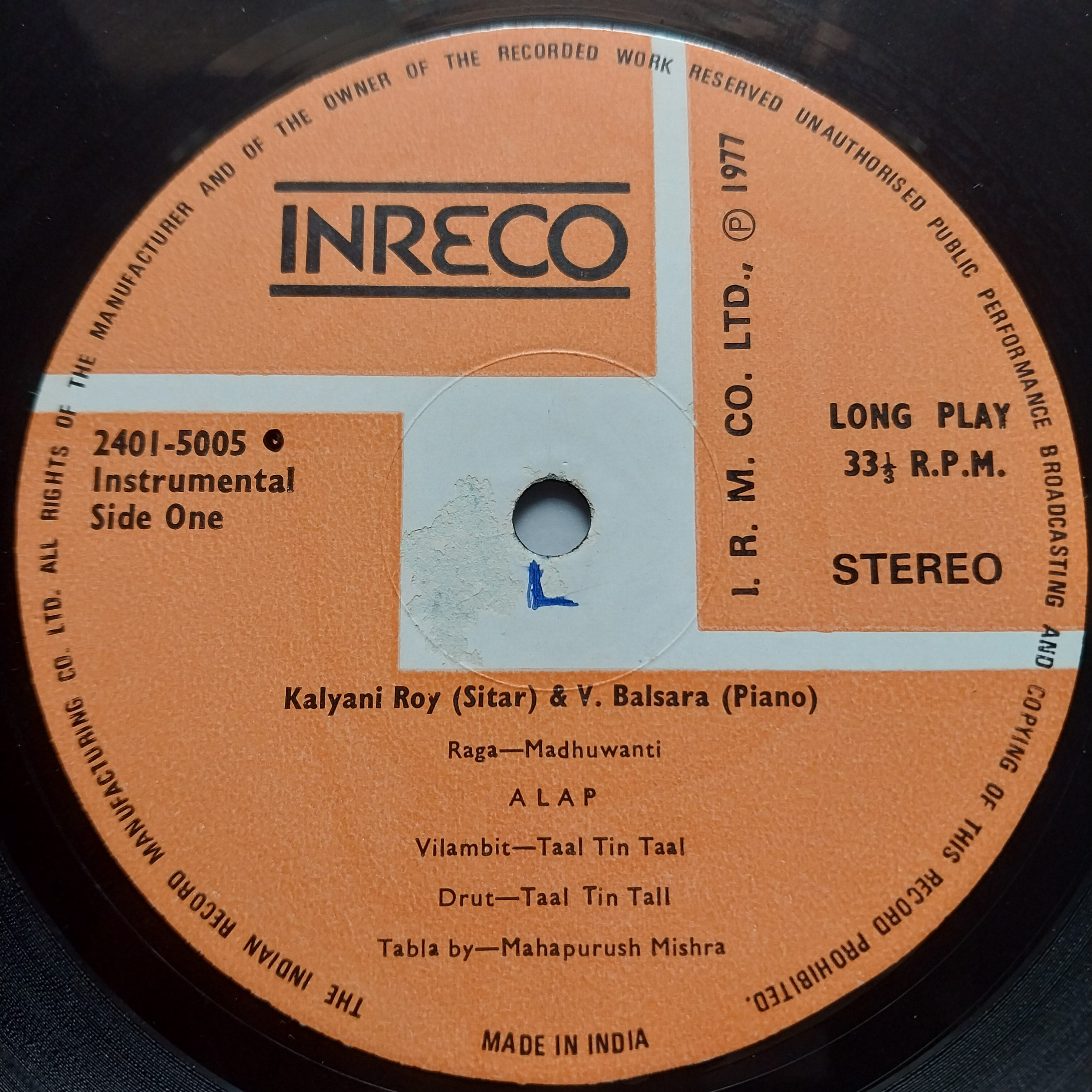Kalyani Roy & V. Balsara  - Sitar And Piano (Vinyl)