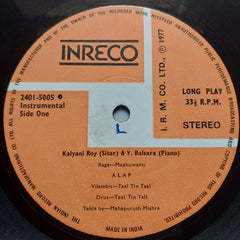 Kalyani Roy & V. Balsara  - Sitar And Piano (Vinyl)