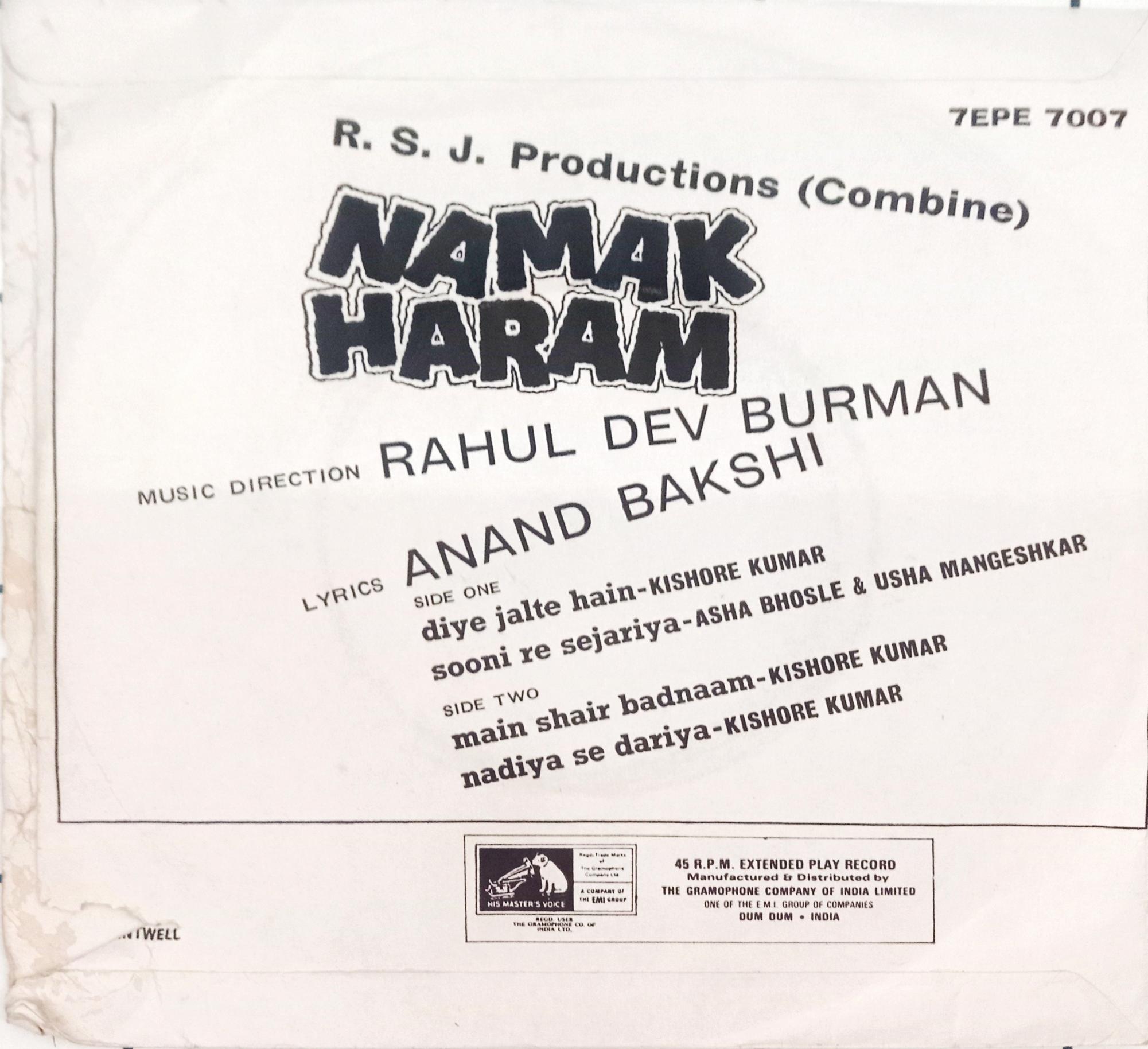 R. D. Burman -  Namak Haraam (45-RPM)