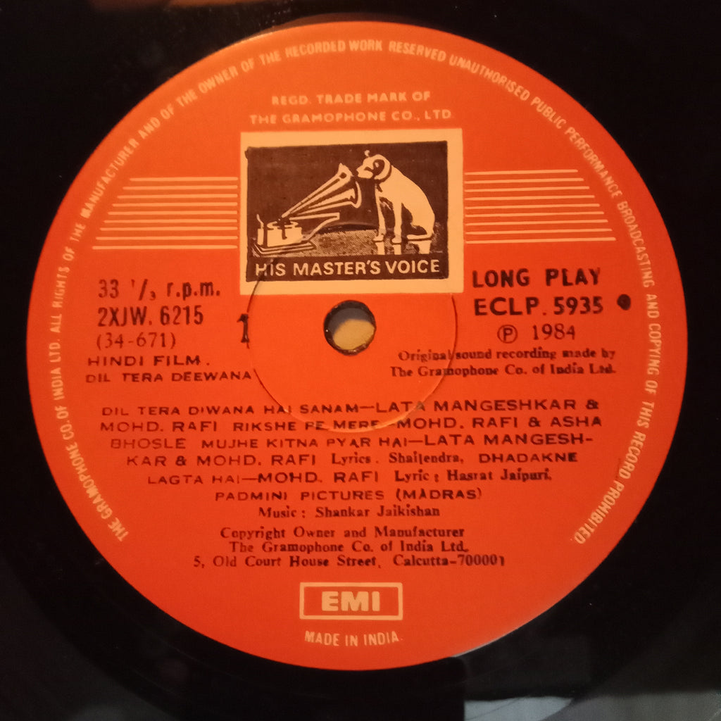 Shankar Jaikishan*, Shailendra • Hasrat Jaipuri  - Dil Tera Deewana (Vinyl)