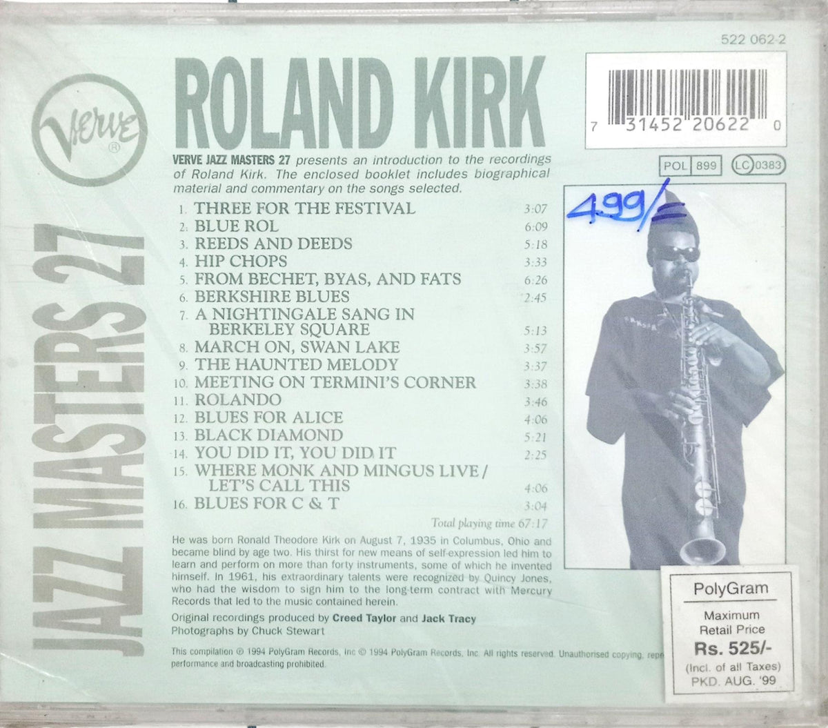 Roland Kirk -  Verve Jazz Masters 27  (CD)