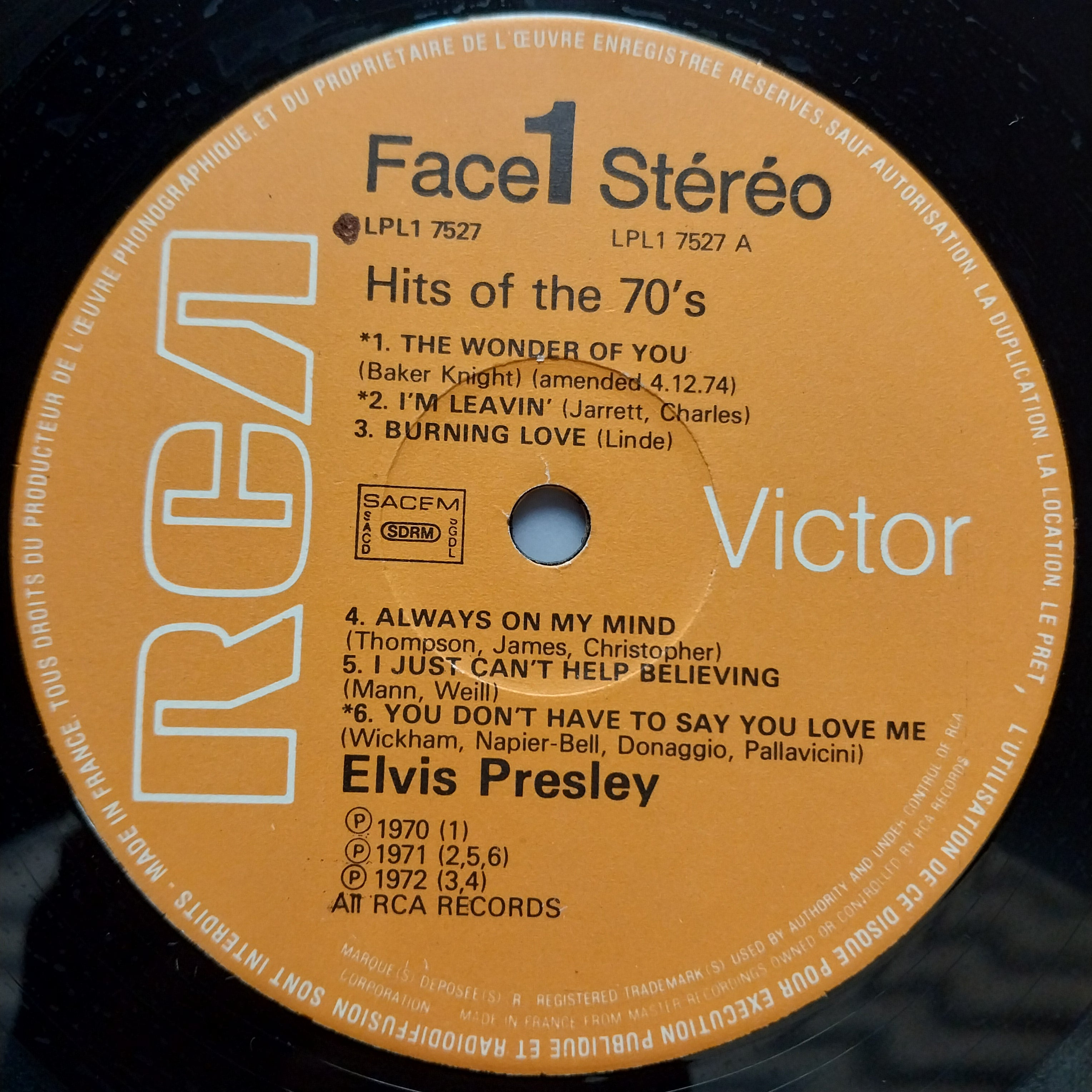 Elvis Presley  - Hits Of The 70'S (Vinyl)