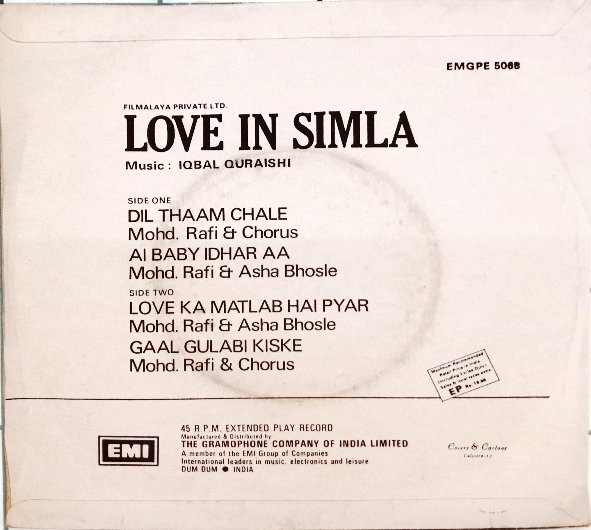 Iqbal Qureshi -  Love In Simla (45-RPM)