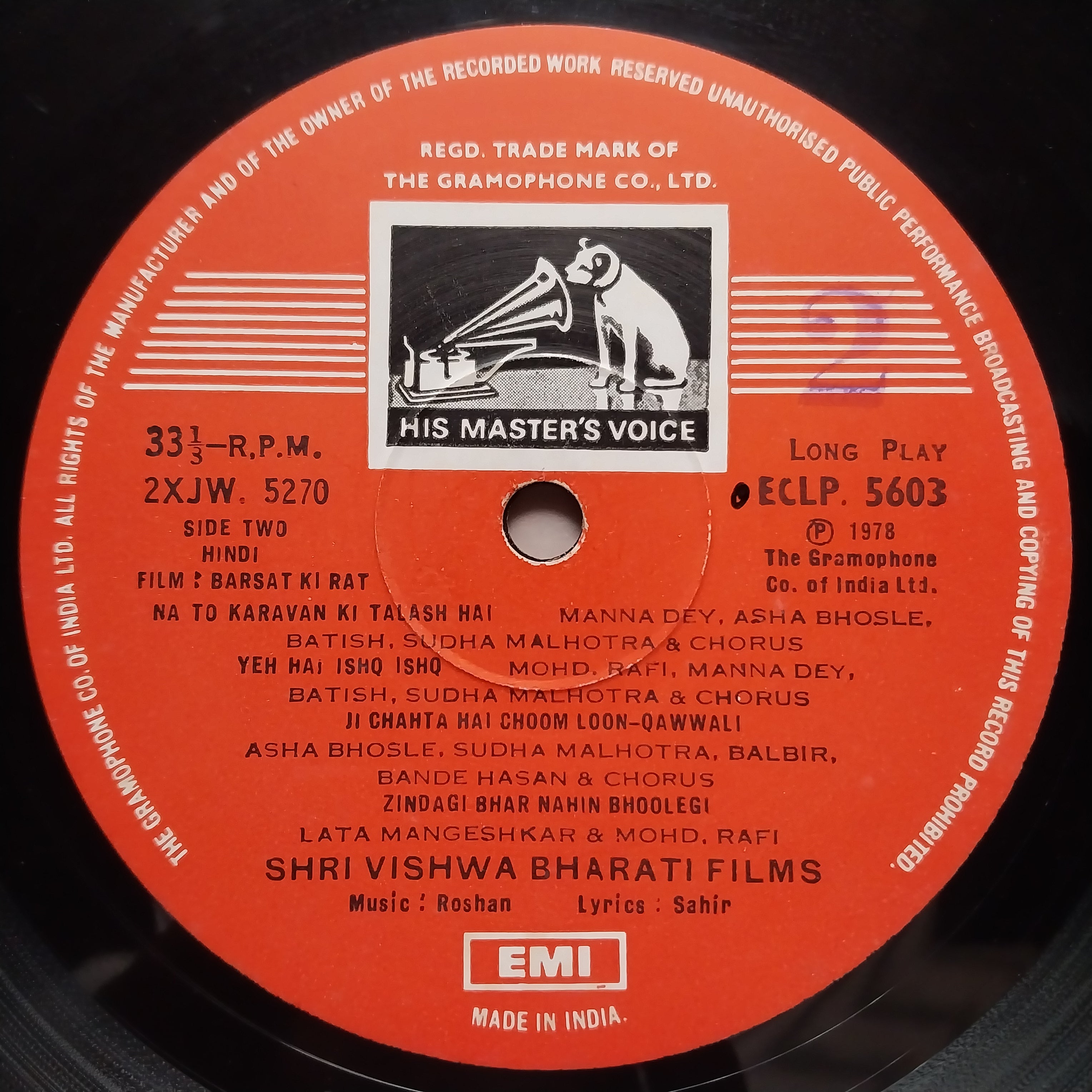Roshan (2), Sahir*  - BarsāT Ki RāT (Vinyl)