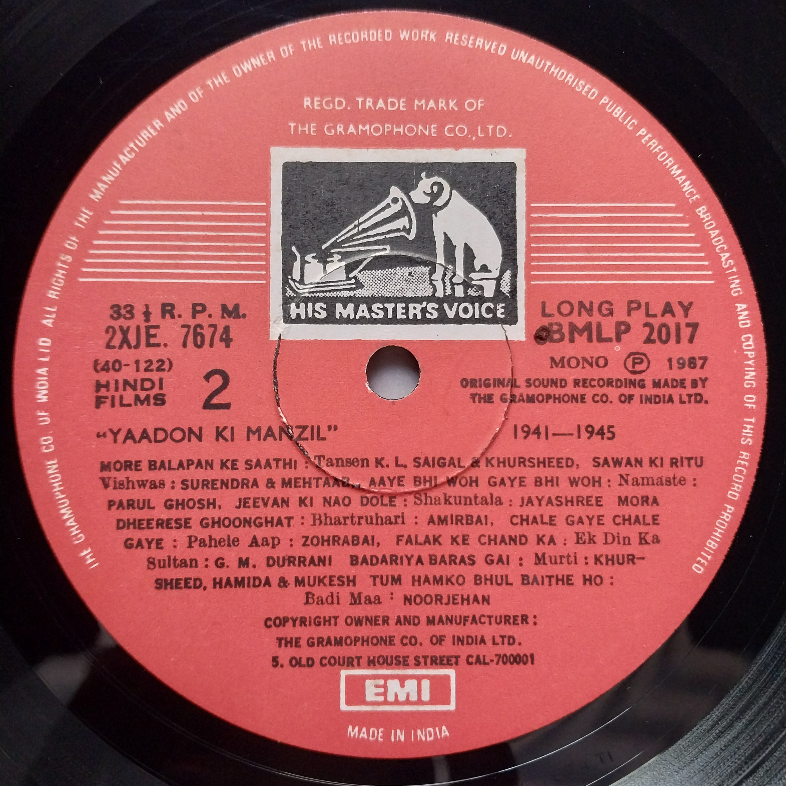 Various  - Yaadon Ki Manzil - Down Memory Lane Vol.2 (1941-1945) (Vinyl)