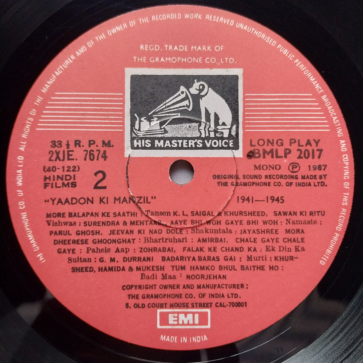Various  - Yaadon Ki Manzil - Down Memory Lane Vol.2 (1941-1945) (Vinyl)