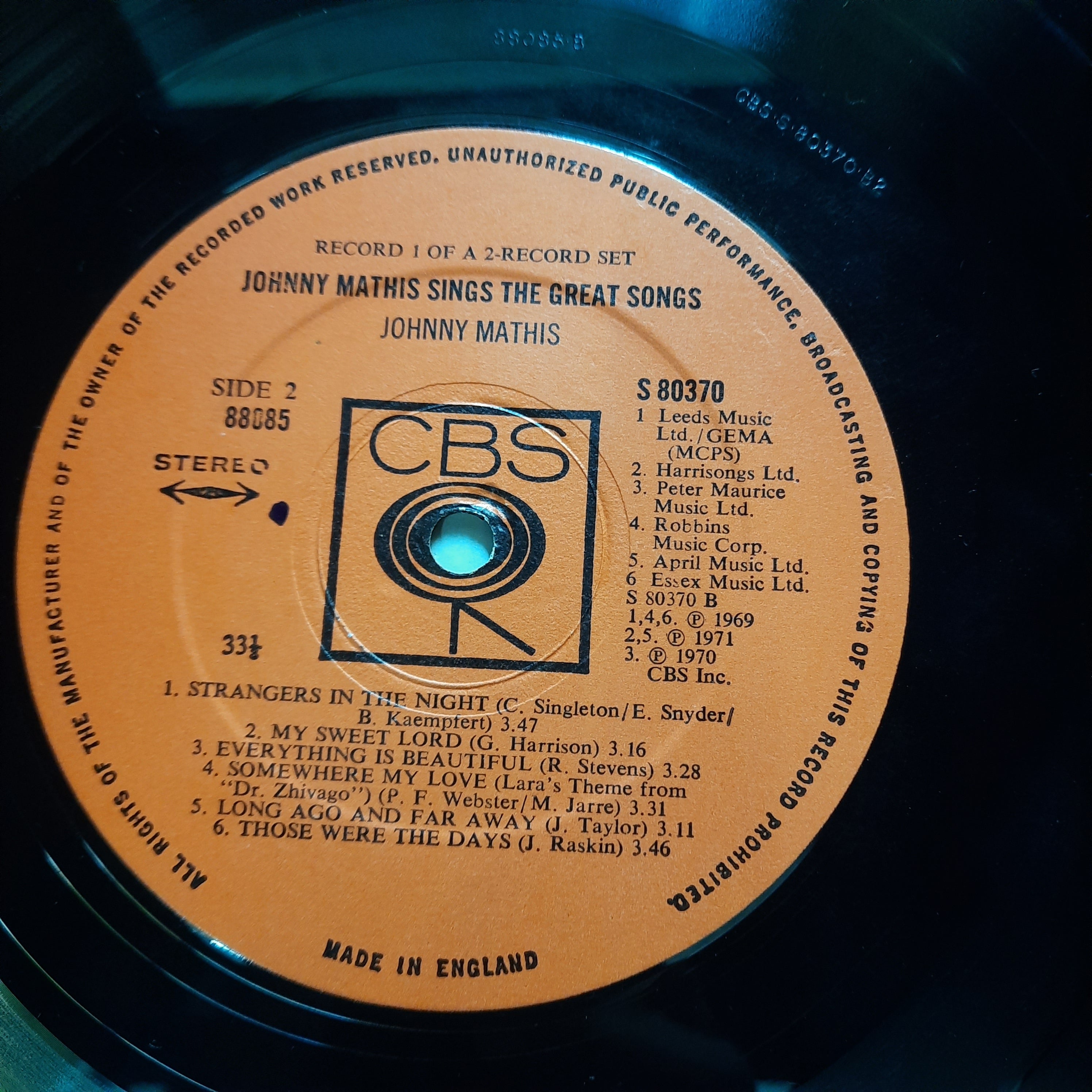 Johnny Mathis  - Johnny Mathis Sings The Great Songs (Vinyl)
