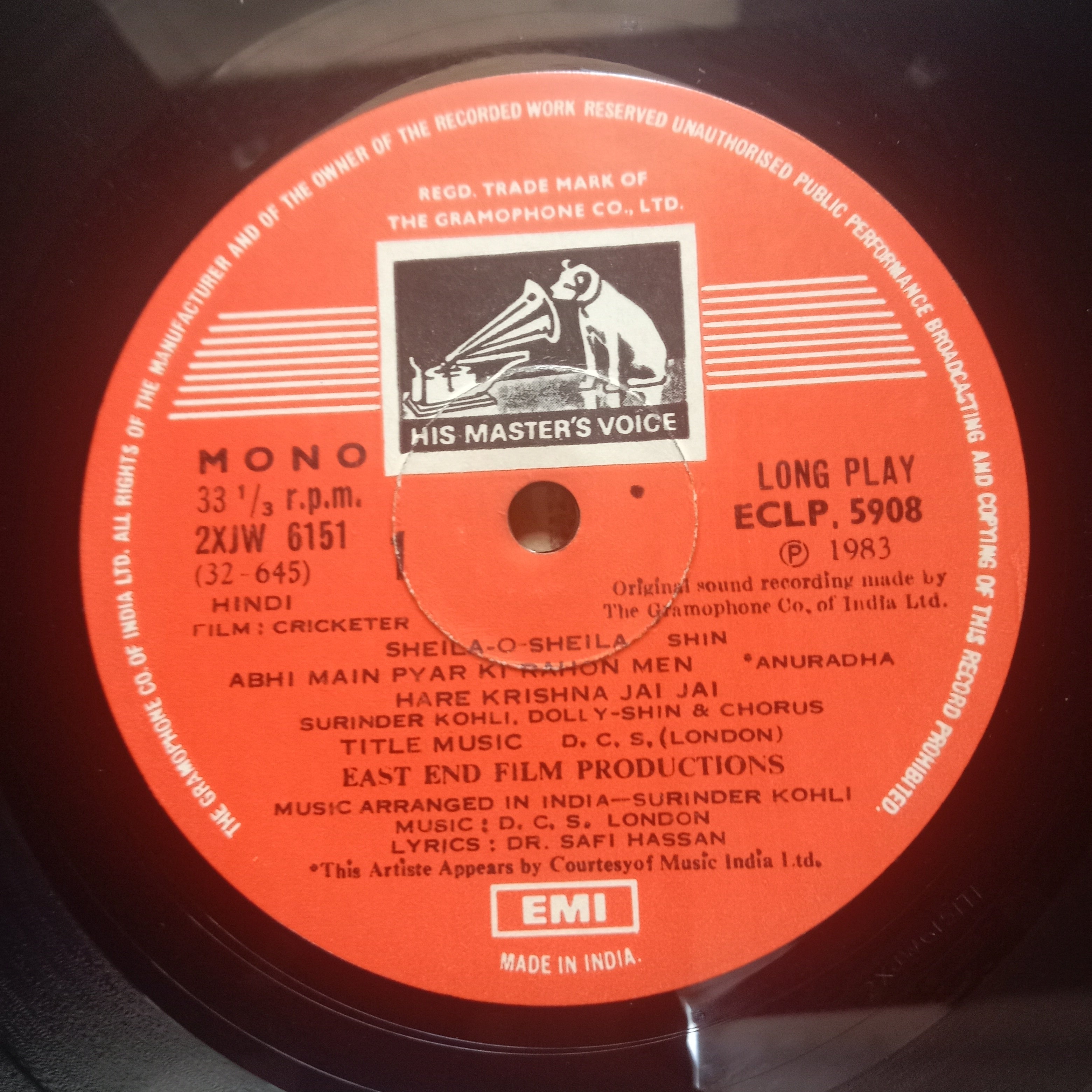 D.C.S. (London)*, Surinder Kohli, Dr. Safi Hassan* - Cricketer (Vinyl)