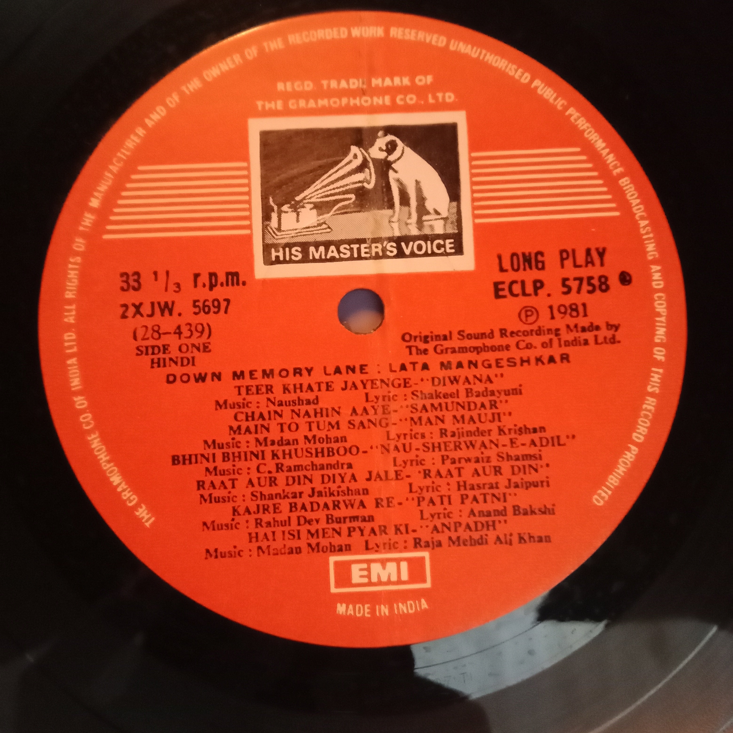 Lata Mangeshkar - Down Memory Lane (Vinyl)