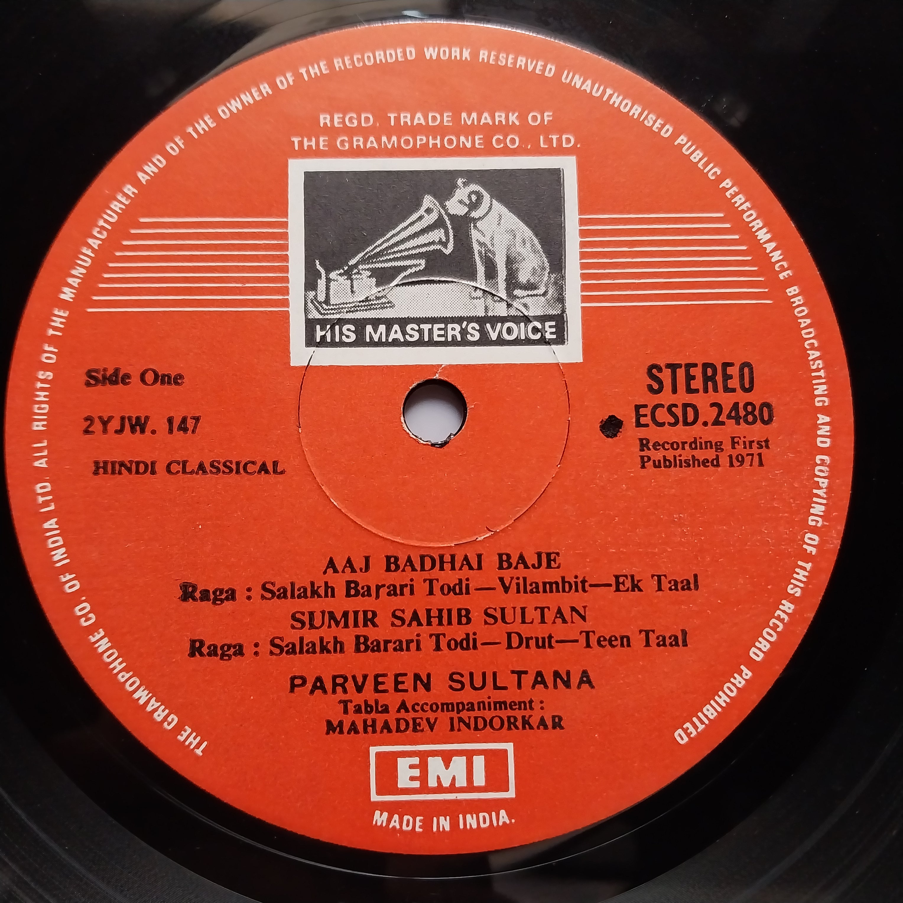 Parveen Sultana - Raga: Salakh Barari Todi • Raga: Lalita • Khamaj Thumri (Vinyl)