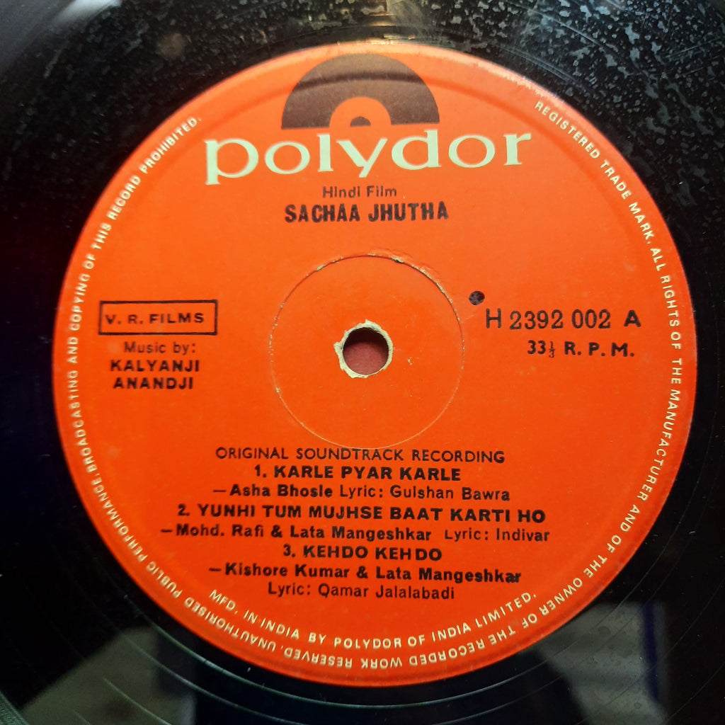 Kalyanji Anandji* - Sachaa Jhutha (Vinyl)