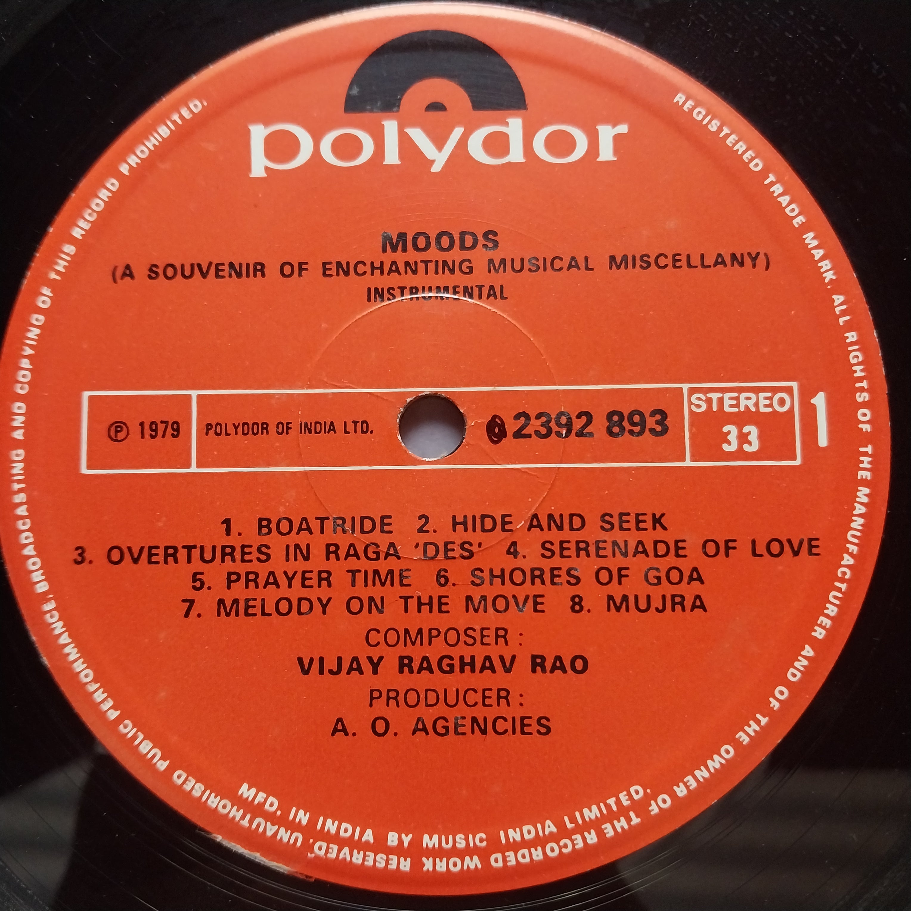 Vijay Raghav Rao  - Moods (A Souvenir Of Enchanting Indian Melodies) (Vinyl)