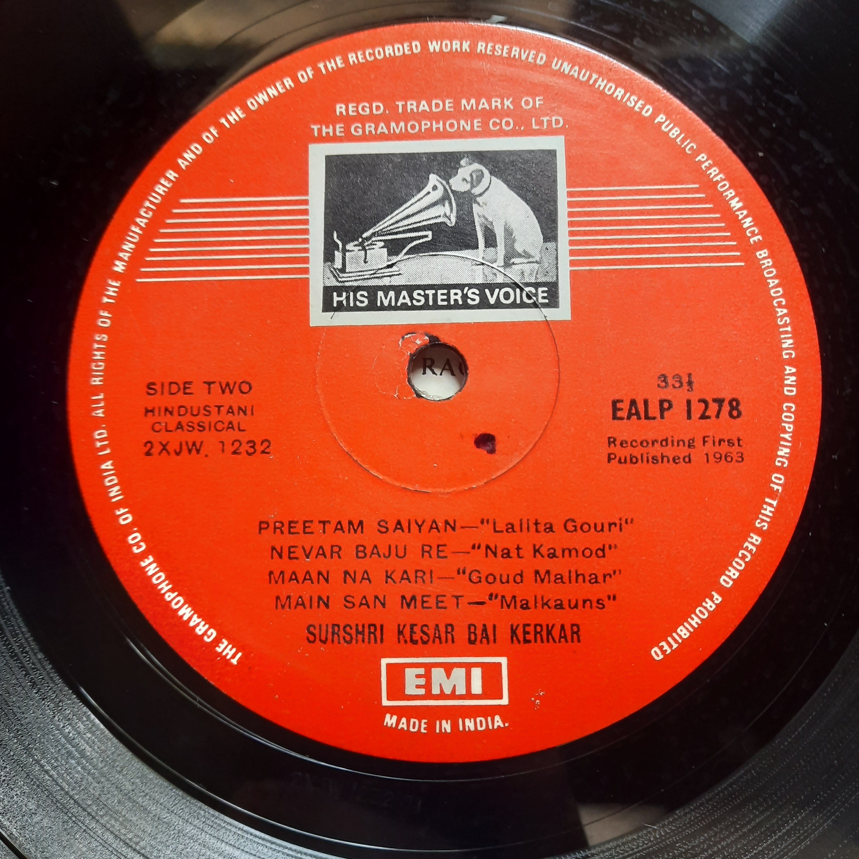Surshri Kesar Bai Kerkar* - Raga Lalat / Raga Malkauns (Vinyl)