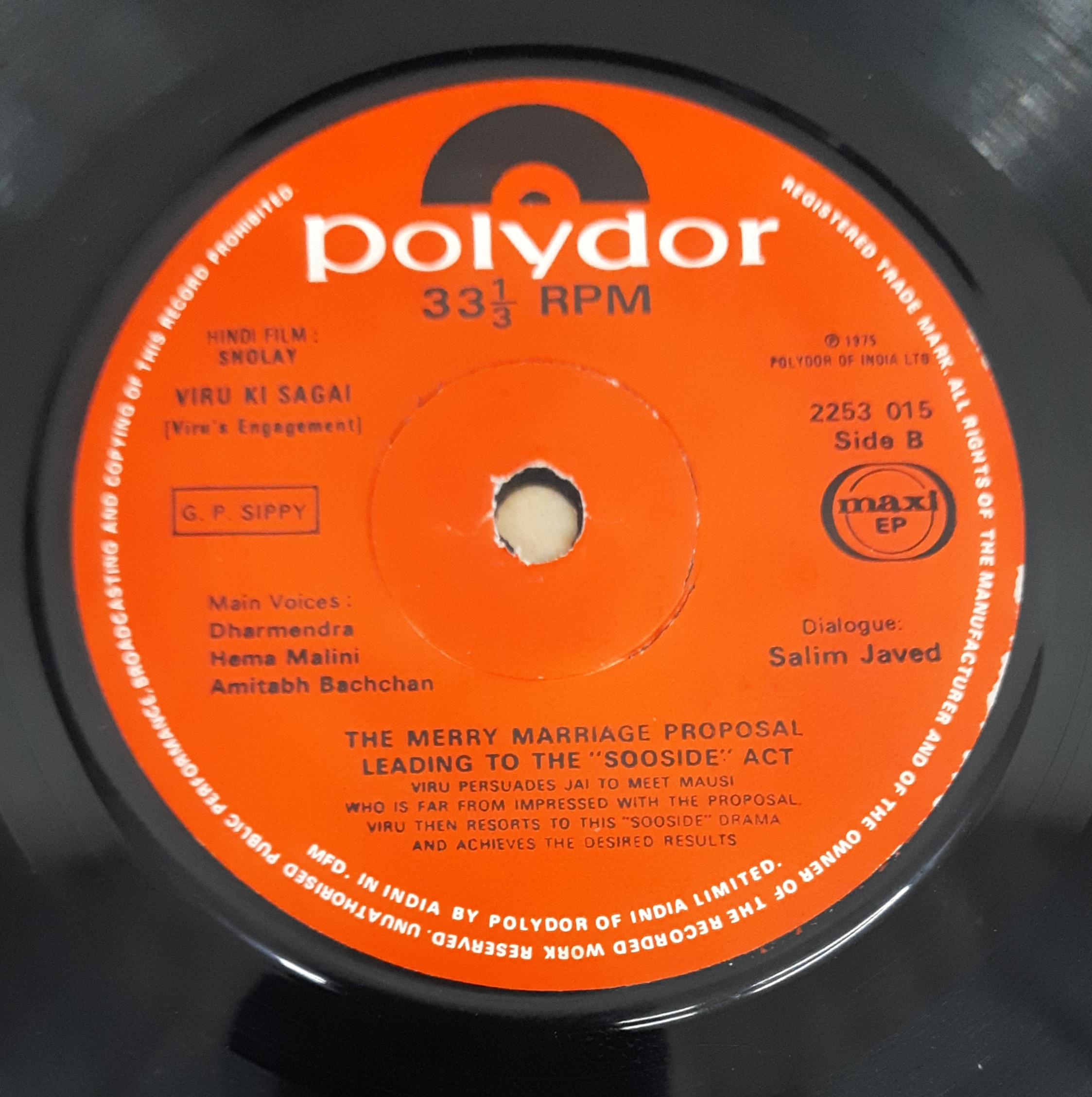 Sholay - Viru Ki Sagai (Viru's Engagement) (45-RPM)