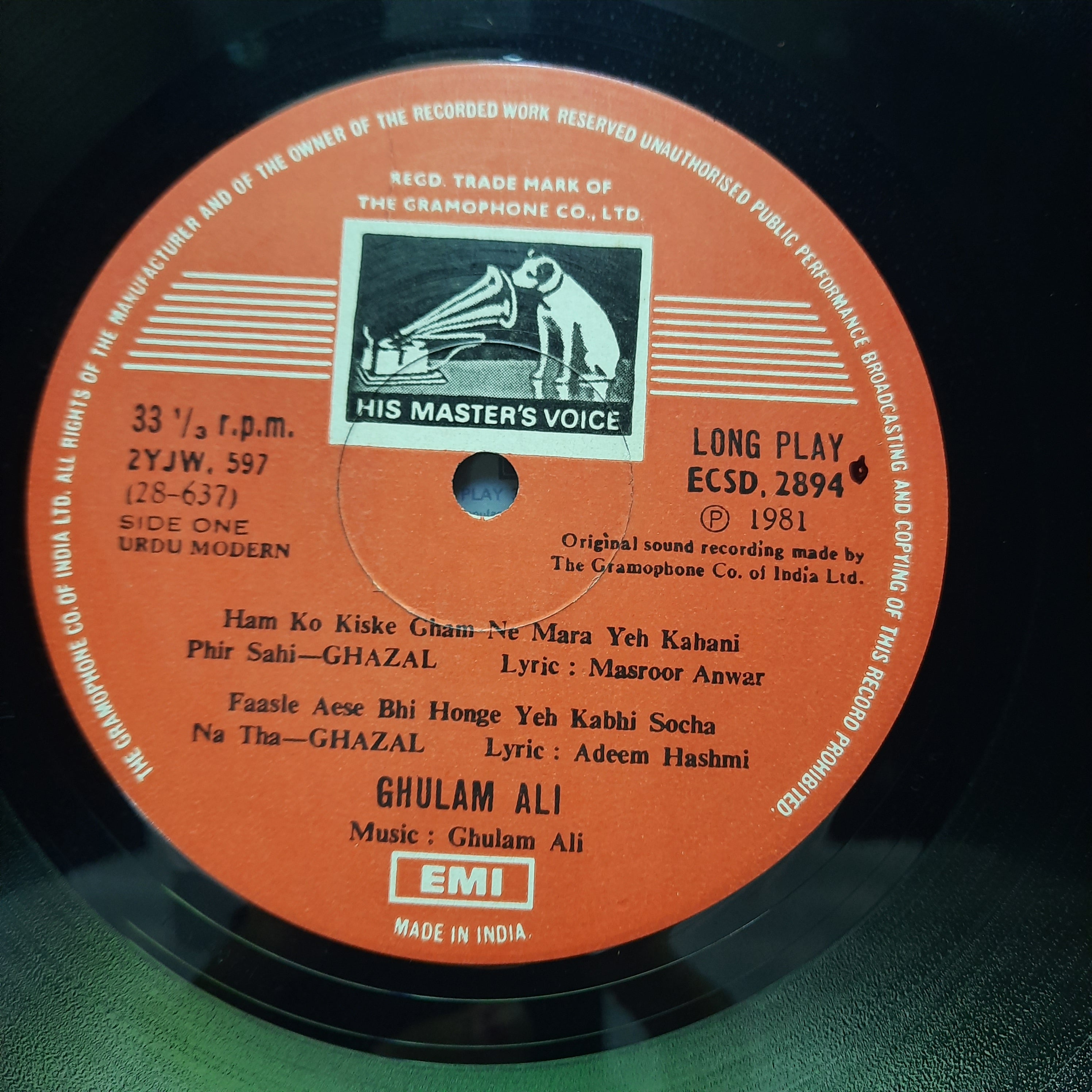 Ghulam Ali  - Live Concert Vol 1 (Vinyl)