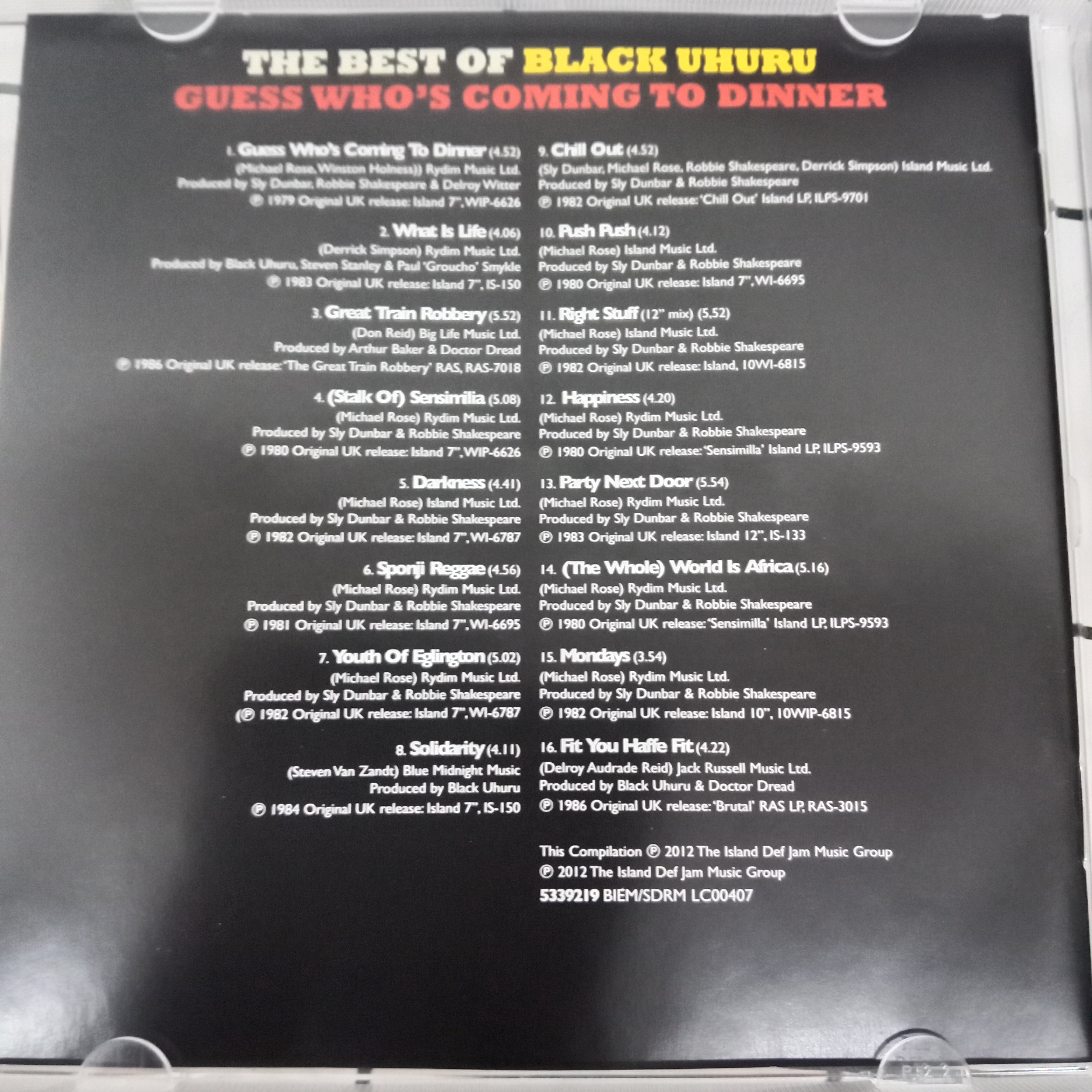 Black Uhuru - The Best Of Black Uhuru - Guess Who's Coming To Dinner (CD)