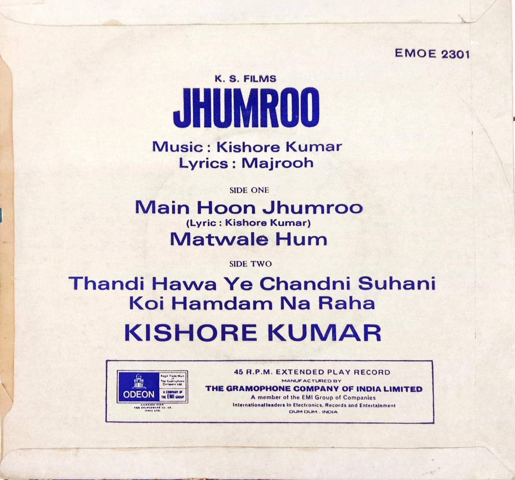 Kishore Kumar -  Jhumroo (45-RPM)