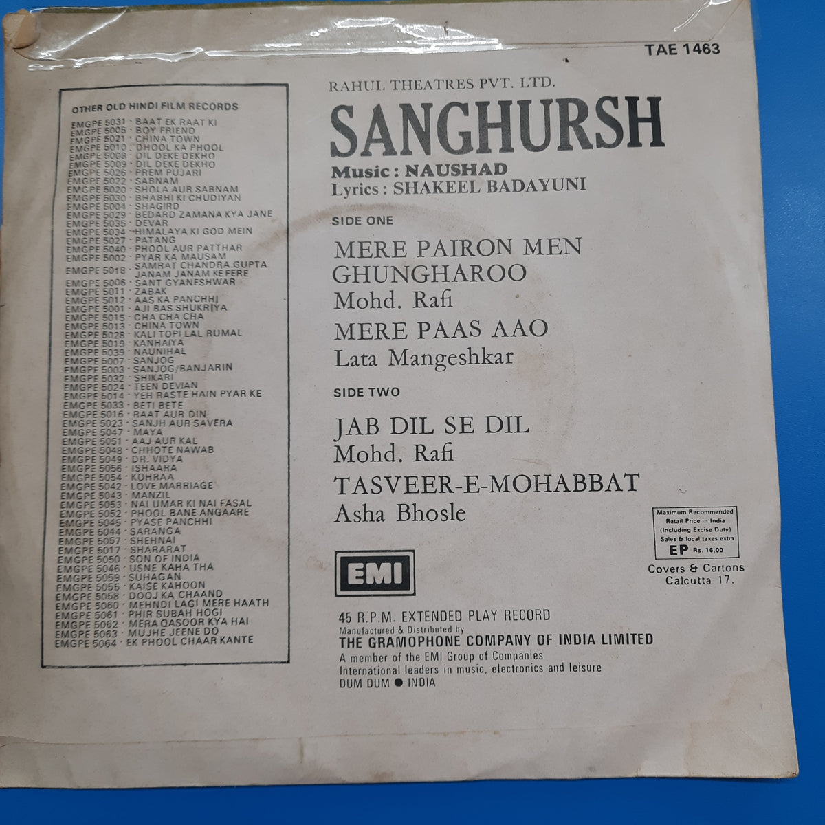 Naushad - Sanghursh  (45-RPM)