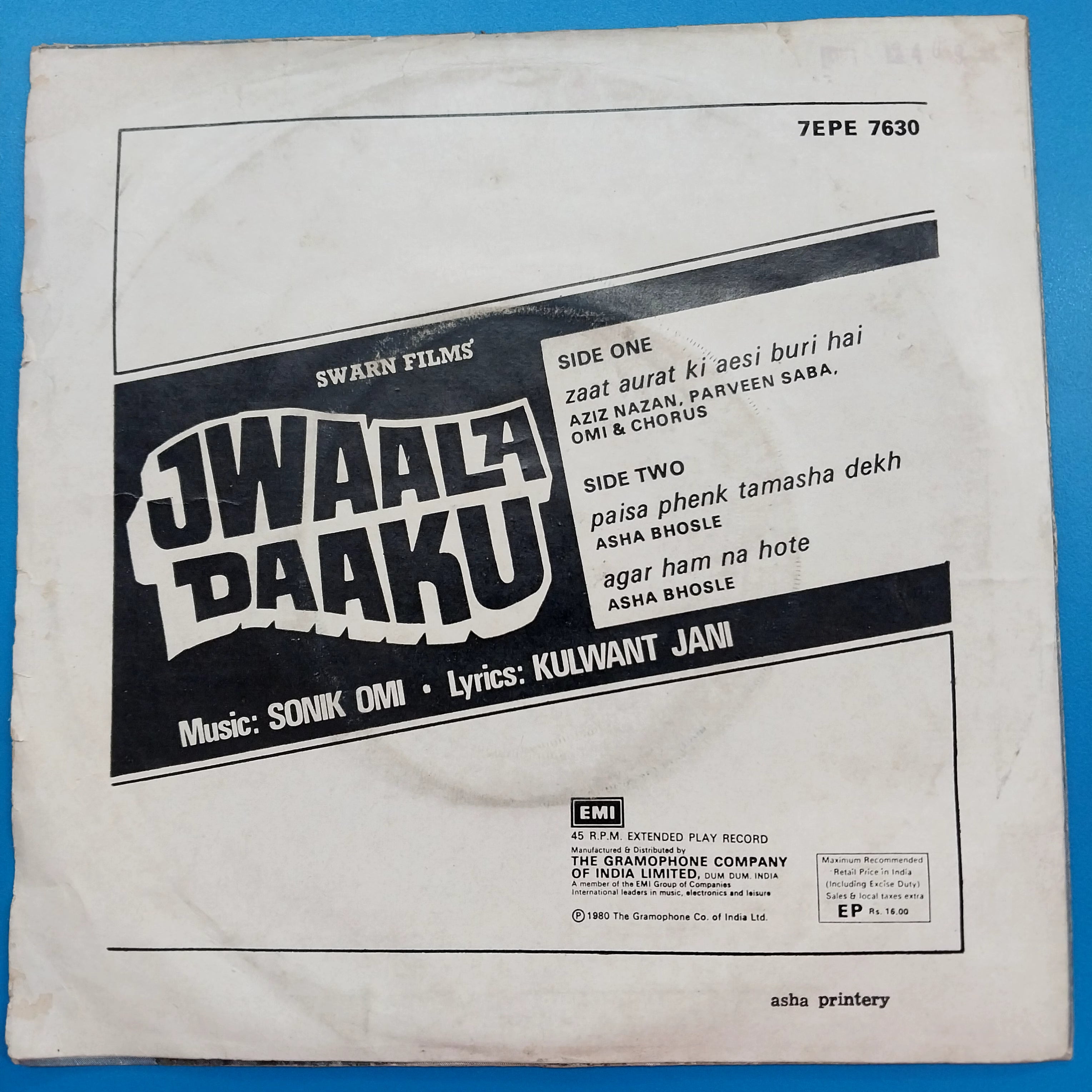 Sonik-Omi, Kulwant Jani - Jwaala Daaku (45-RPM)