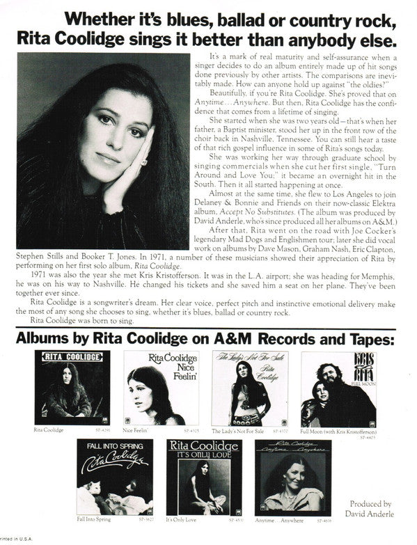Rita Coolidge - Anytime... Anywhere (Vinyl) Image