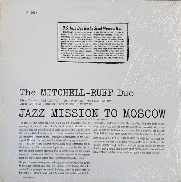 Mitchell-Ruff Duo, The - Jazz Mission To Moscow (Vinyl)