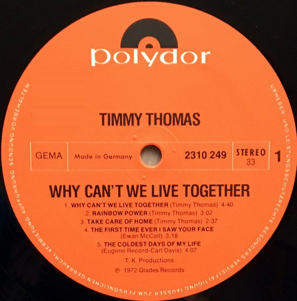 Timmy Thomas - Why Can't We Live Together (Vinyl) Image