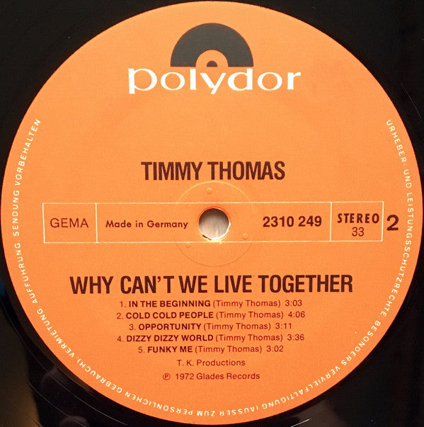 Timmy Thomas - Why Can't We Live Together (Vinyl) Image