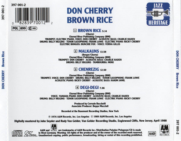 Don Cherry - Brown Rice (CD) Image