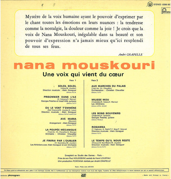 Nana Mouskouri - Une Voix Qui Vient Du CÅ“ur (Vinyl) Image