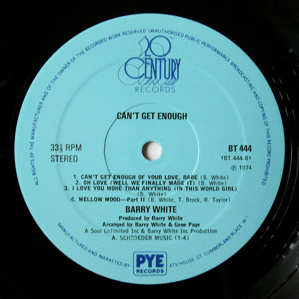 Barry White - Can't Get Enough (Vinyl) Image