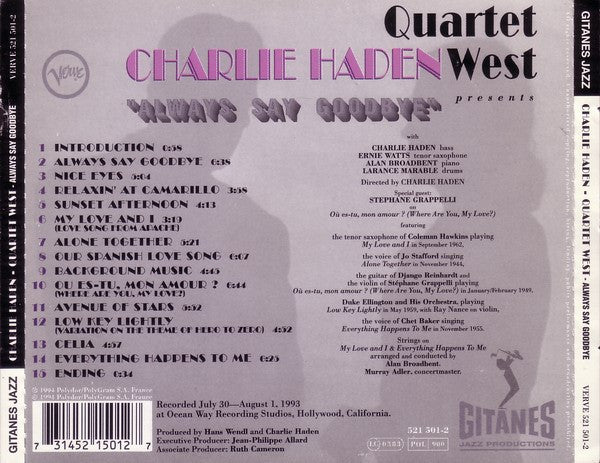 Charlie Haden Quartet West - Always Say Goodbye (CD) Image