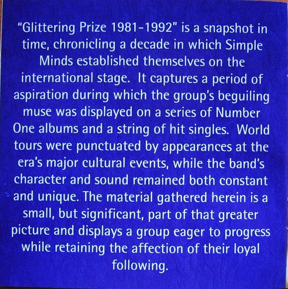Simple Minds - Glittering Prize 81/92 (CD) Image
