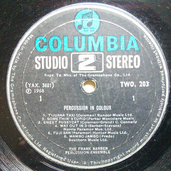 Frank Barber Percussion Ensemble - Percussion In Colour (Vinyl)