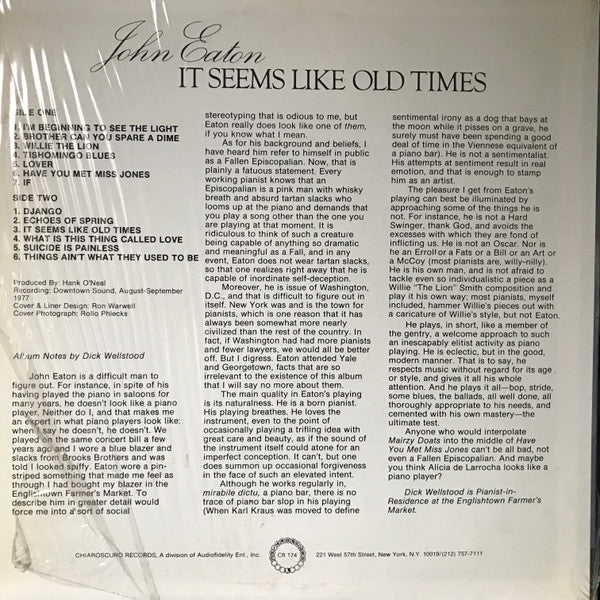 Johnny Eaton - It Seems Like Old Times (Vinyl)