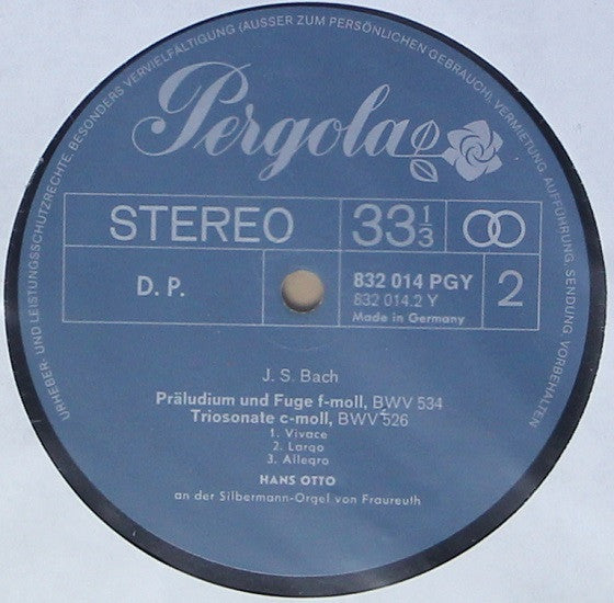 Johann Sebastian Bach - Hans Otto - Orgelwerke (Vinyl) Image