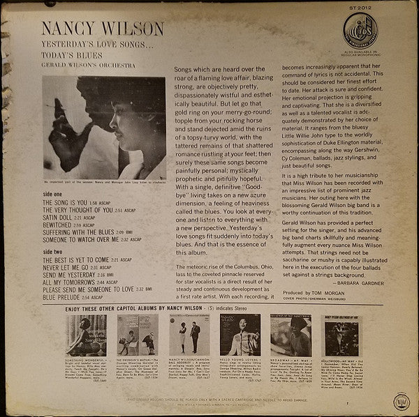 Nancy Wilson / Gerald Wilson Orchestra - Yesterday's Love Songs â€¢ Today's Blues (Vinyl) Image