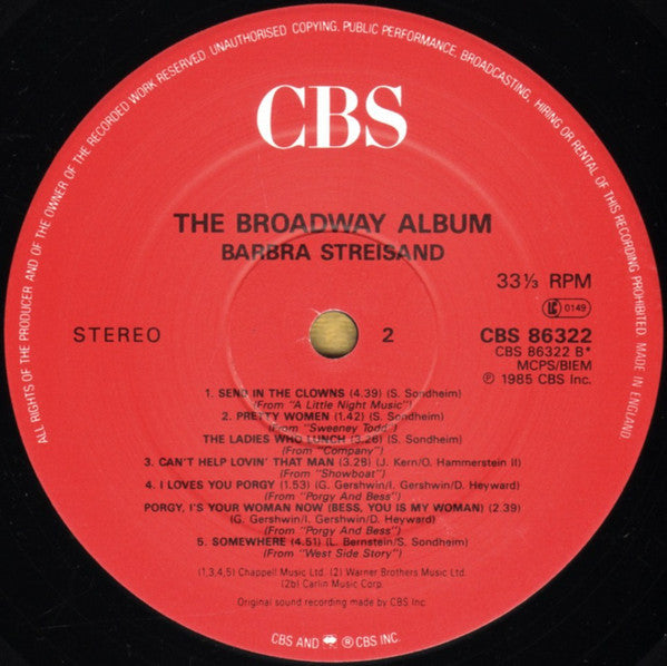 Barbra Streisand - The Broadway Album (Vinyl) Image