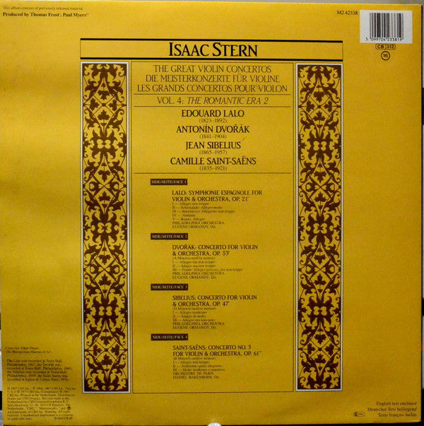 Isaac Stern - AntonÃ­n DvoÅ™Ã¡k â¦ Ã‰douard Lalo, Camille Saint-SaÃ«ns, Jean Sibelius - The Great Violin Concertos, Volume 4: The Romantic Era-2 (Vinyl) (2 LP) Image