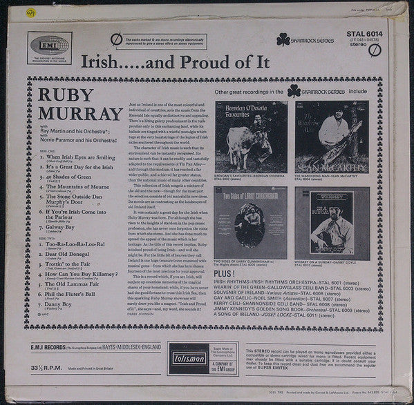 Ruby Murray - Irish & Proud Of It (Vinyl) Image