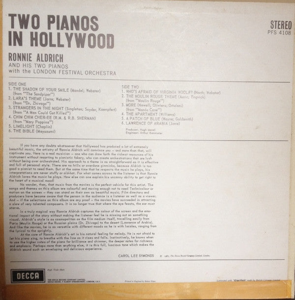 Ronnie Aldrich And His Two Pianos With London Festival Orchestra, The - Two Pianos In Hollywood (Vinyl) Image