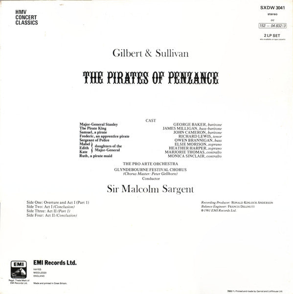 Gilbert & Sullivan, Glyndebourne Festival Chorus, Pro Arte Orchestra Of London, Sir Malcolm Sargent - The Pirates Of Penzance (Vinyl) (2 LP) Image