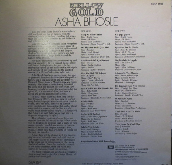 Asha Bhosle - Mellow Gold (Vinyl) Image
