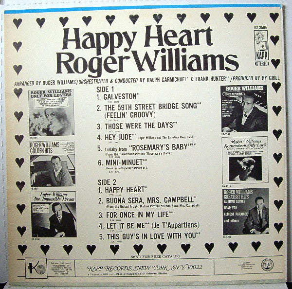 Roger Williams (2) - Happy Heart (Vinyl) Image