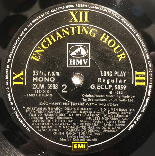 Mukesh - Enchanting Hour With Mukesh (Vinyl) Image