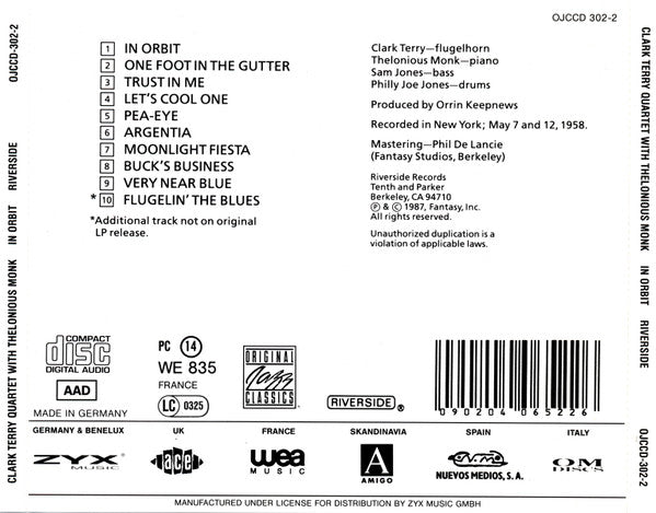 Clark Terry Quartet With Thelonious Monk - In Orbit (CD) Image
