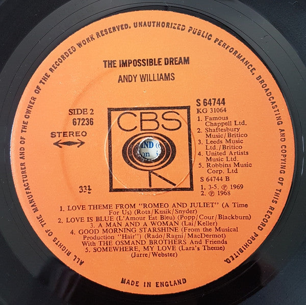 Andy Williams - The Impossible Dream (Vinyl) (2 LP) Image